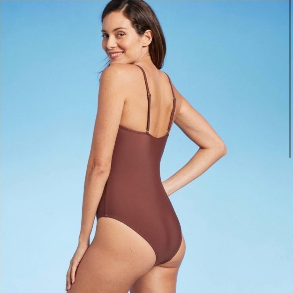 NEW Chain Link Medium Coverage One Piece Swimsuit Kona Sol Brown Bikini Women’s‌ - Picture 6 of 12